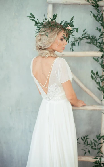 knee length boho wedding dress Sparkly Boho Wedding Dress main image 1