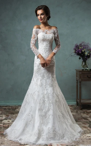 chinese dress ladies Long Wedding Dress, Off-Shoulder Wedding Dress, Tulle Bridal Dress, Ap –  Dairy Bridal main image 1