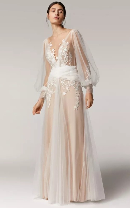 long sleeve maternity wedding dress Tiffany Rose Amily Maternity Wedding Gown Ivory