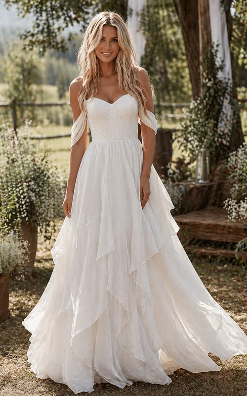 knee length boho wedding dress Short Floral Dress Short Wedding Dress Boho Off The Shoulder Dress Knee Length Wedding Dress Midi Length Wedding Dress Boho Reception Dress
