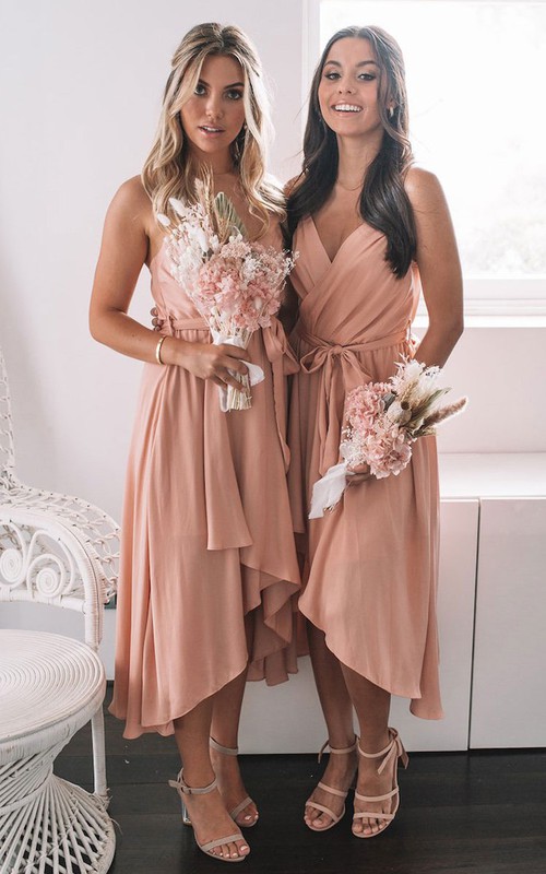peach maternity bridesmaid dresses Alaska Maternity Chiffon Gown in Peach Blush