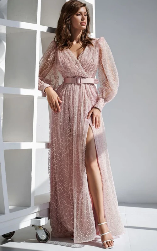 long sleeve mob dresses Beaded Mother of the Bride Dress A blend of polished coverage and luminous texture GL3836 Mock Neck Cape Sleeves