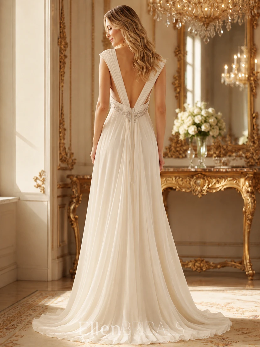 short sleeve empire waist wedding dress Short cap sleeve empire waist wedding gown from Darius Bridal