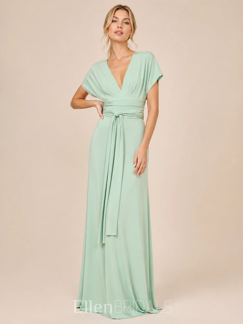 convertible jersey bridesmaid dress V-neck Floor-length Dresses with Sash/Ribbon (1000051) Do Crew will feel