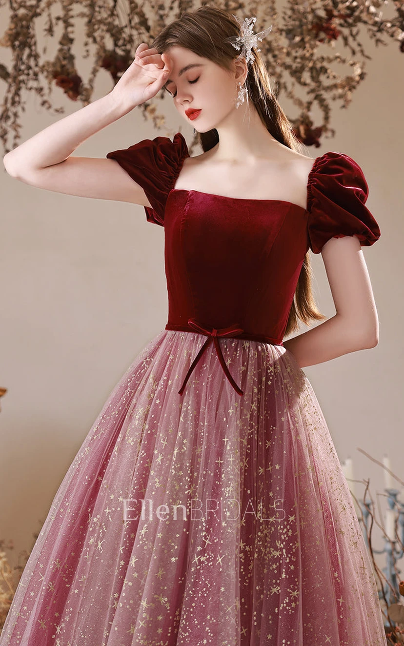 green emerald velvet dress La Femme - 17500 Embellished Square Neck Empire Waist Short Dress 6 / White/Nude