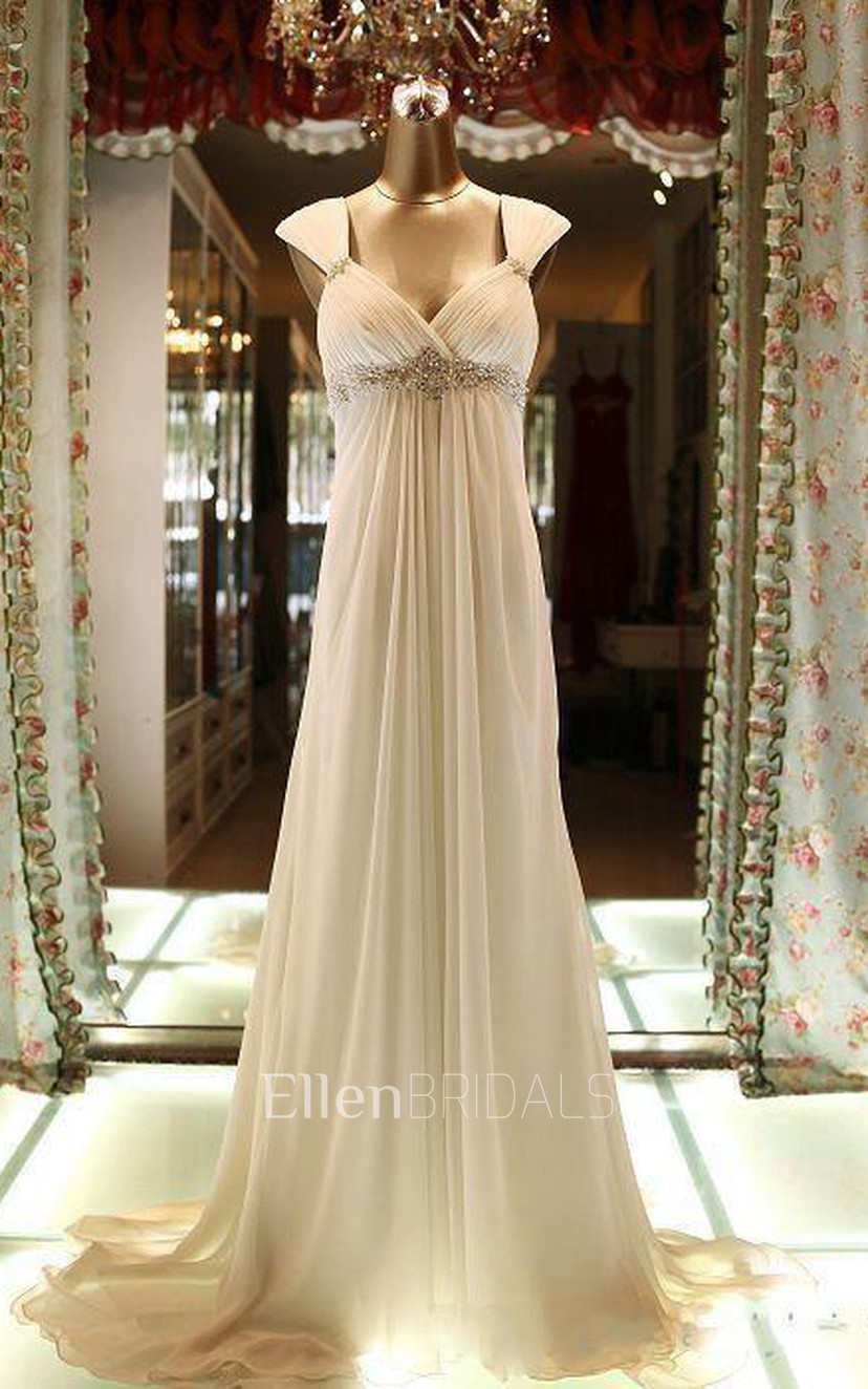 Empire chiffon wedding dress best sale